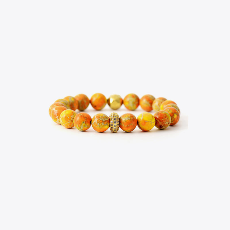 Natural Stone Beaded Bracelet - Orange / One Size - Women’s Jewelry - Bracelets - 3 - 2024