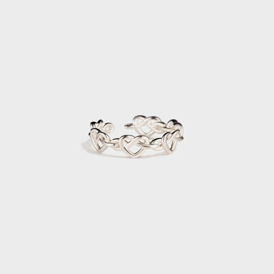 Knotted Hearts 925 Sterling Silver Open Ring - Kawaii Stop - 925 Silver, Care Instructions, Delicate, Elegant, Imported, Jewelry, Knotted Hearts, Love Symbol, Lustrous Shine, Ship From Overseas, Special Occasion, Sterling Silver Ring, Symbol of Love, Timeless Beauty, Y@S@X, Zircon