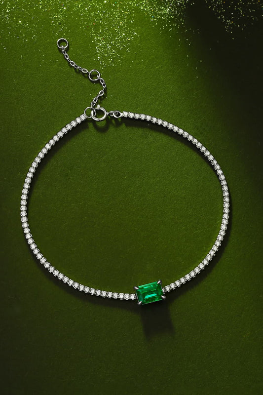 Adored 1 Carat Lab-Grown Emerald Bracelet - Kawaii Stop - Adjustable Length, Adored, Bracelet, Bracelets, Elegant Accessories, Emerald Bracelet, Gift for Her, Jewelry for Women, Lab-Grown Gemstone, Luxury Fashion, Ship From Overseas, Shipping Delay 09/29/2023 - 10/04/2023, Sparkling Zircon, Sterling Silver Jewelry, Timeless Elegance