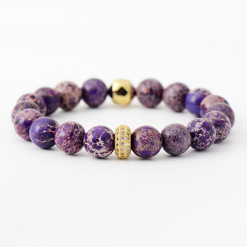 Natural Stone Beaded Bracelet - Purple / One Size - Women’s Jewelry - Bracelets - 4 - 2024
