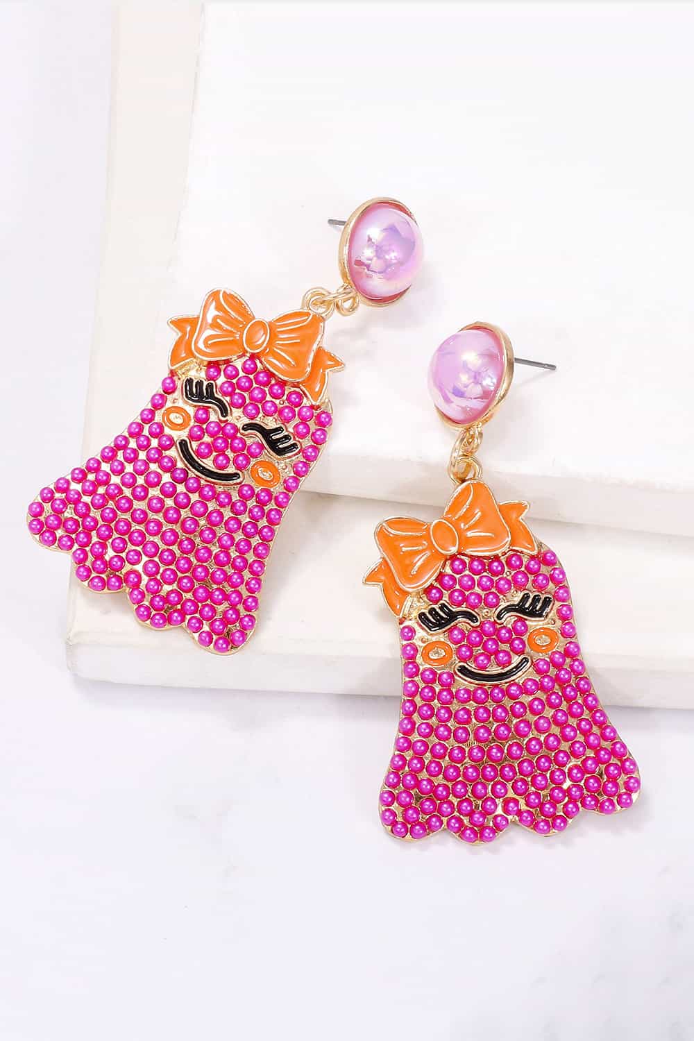 Smiling Ghost Shape Synthetic Pearl Earrings - Kawaii Stop - Charming Earrings, Dangle Earrings, Delightful Design, Dress with a Smile, Exquisite Jewelry, Ghost Shape, J.J.S.P, Joyful Fashion, Modern Style, Must-Have Accessories, Playful Accessories, Ship From Overseas, Shipping Delay 09/29/2023 - 10/04/2023, Spread Positivity, Statement Earrings, Stylish Accessories, Synthetic Pearl Jewelry, Unique Style, Whimsical Fashion, Zinc Alloy