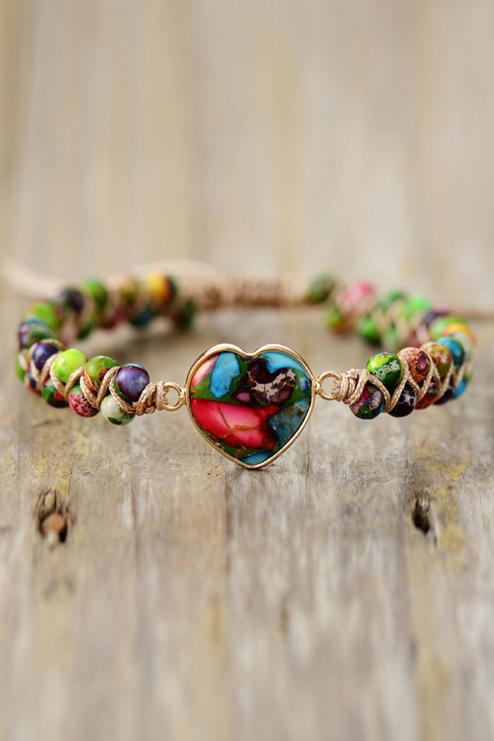 Handmade Heart Shape Natural Stone Bracelet - Multicolored / One Size - Women’s Jewelry - Bracelets - 8 - 2024