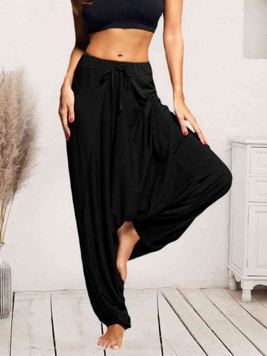 Tied Mid Waist Long Harem Pants - Kawaii Stop - Chic Style, Easy Care, Harem Pants, O&Y&W, Pants, Polyester, Relaxed Look, Ship From Overseas, Spandex, Tied Pants, Trendy Fashion, Versatile, Women's Clothing