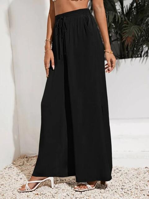 Drawstring Wide Leg Pants - Kawaii Stop - Basic Style, Chic and Relaxed, Comfortable Fashion, Everyday Comfort, Fashionable Look, High-Quality Material, O@M@G, Opaque Fabric, Pants, Ship From Overseas, Versatile Wear, Wardrobe Essential, Wide Leg Pants