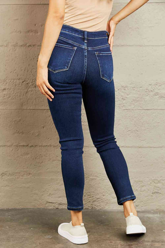 Mid Rise Slim Jeans - Kawaii Stop - Affordable Fashion., BAYEAS, Chic, Classic, Comfortable, Denim, Fashionable, High-Quality, Jeans, Kawaii Stop, Mid Rise, Ship from USA, Slim Jeans, Stylish, Timeless, Trendy, Versatile, Wardrobe Essential, Women's Fashion