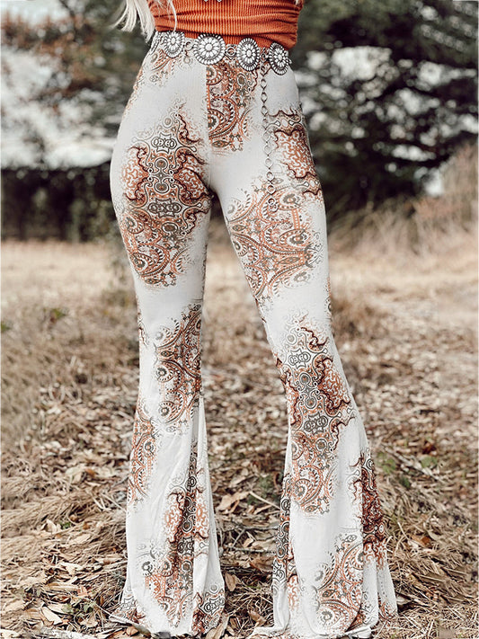 Printed Bodyline Flare Pants - Kawaii Stop - Bottoms, Capris, Comfortable, Fashion, Fashion-Forward, Flare Pants, Opaque, Pants, Pocketed, Polyester, Printed, Ship From Overseas, Statement Piece, Stretchy, Stylish, SYNZ, Trendy, Unique Design, Versatile, Wardrobe Essential, Women's Clothing, Women's Fashion