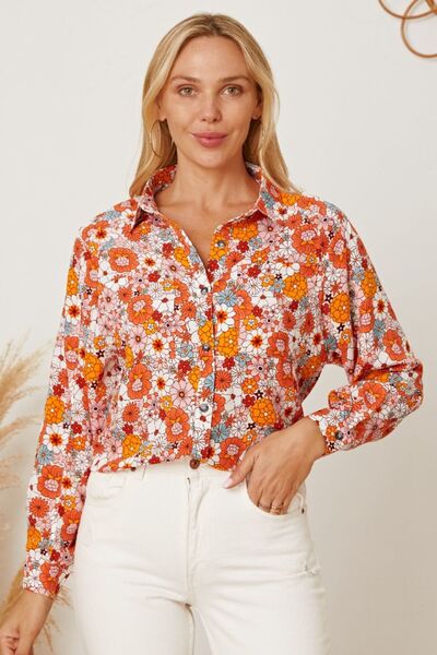 Ditsy Floral Collared Neck Shirt - Kawaii Stop - Basic Style, Classic, Collared Neck, Elegant, Floral Shirt, Machine Washable, No Stretch, Opaque Shirt, Polyester, Ship From Overseas, SYNZ, Tumble Dry Low, Versatile, Wardrobe Essential, Women's Fashion