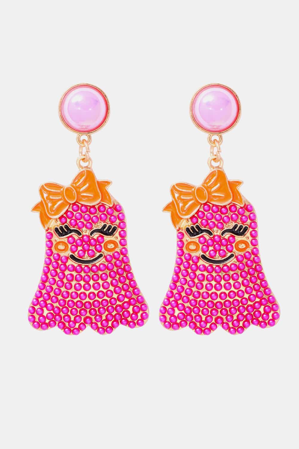 Smiling Ghost Shape Synthetic Pearl Earrings - Pink / One Size - Women’s Jewelry - Earrings - 6 - 2024