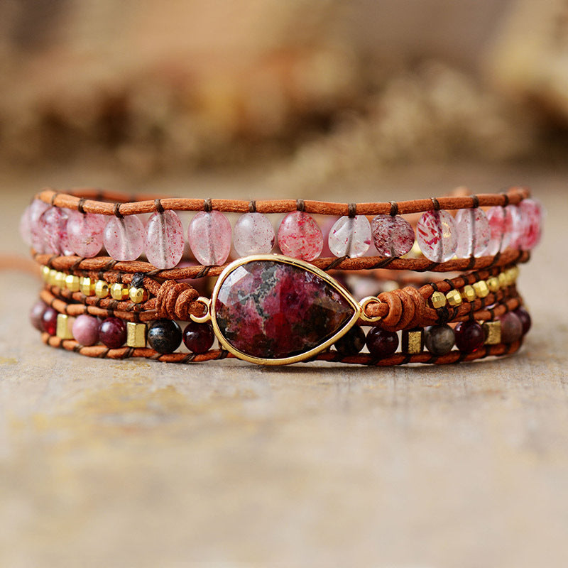 Natural Stone Layered Bracelet - Red / One Size - Women’s Jewelry - Bracelets - 2 - 2024