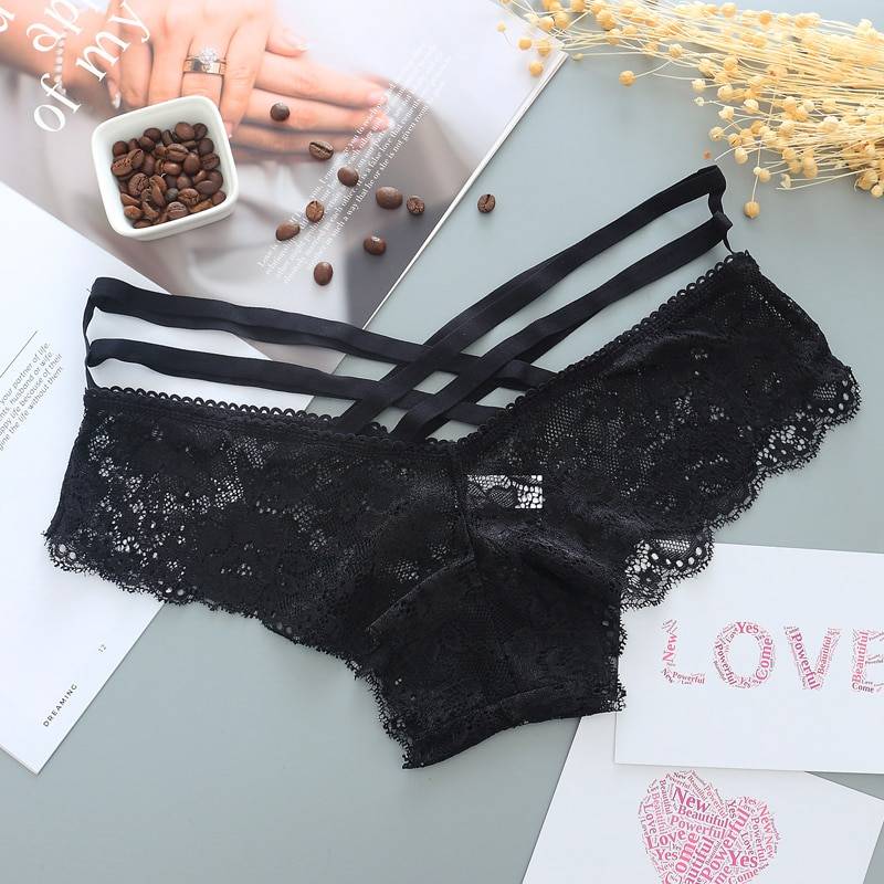 Low-Rise Panties With Cross Straps - Kawaii Stop - Cross, G-String, Intimates, Lace, Low-Rise, Nylon, Panties, Sexy Lingerie, Sexy Products, Spandex, Straps, Women's, Women's Clothing &amp; Accessories