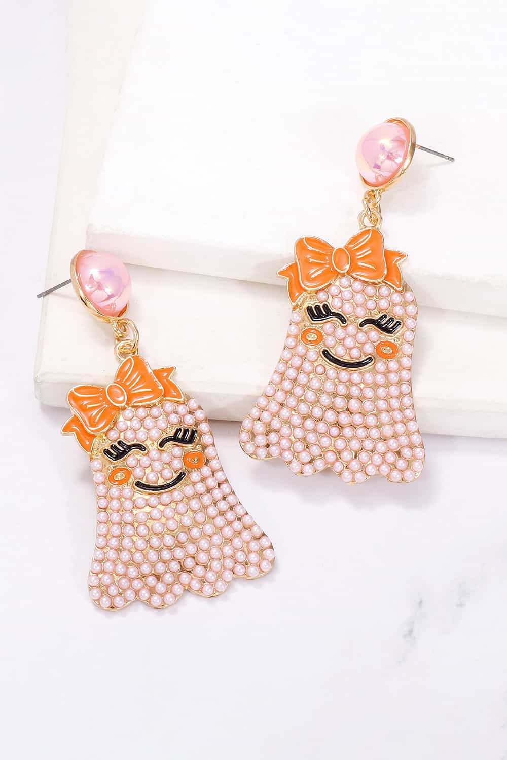 Smiling Ghost Shape Synthetic Pearl Earrings - Women’s Jewelry - Earrings - 11 - 2024