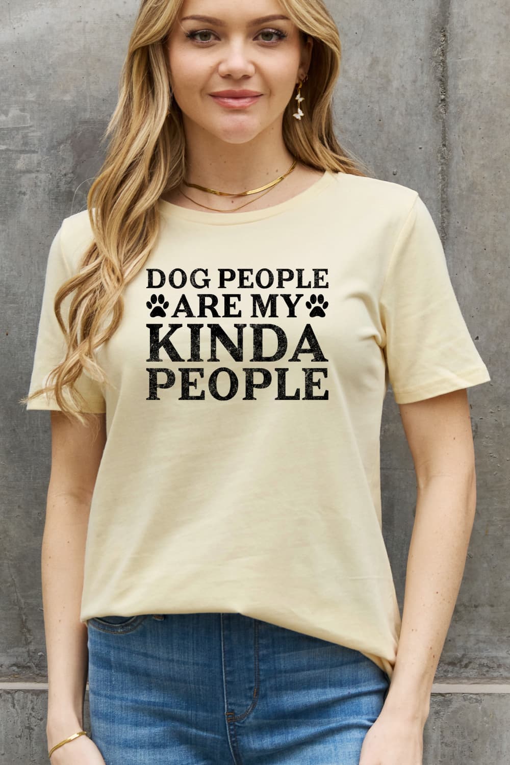 Simply Love Full Size DOG PEOPLE ARE MY KINDA PEOPLE Graphic Cotton Tee - Kawaii Stop - Kawaii Shop