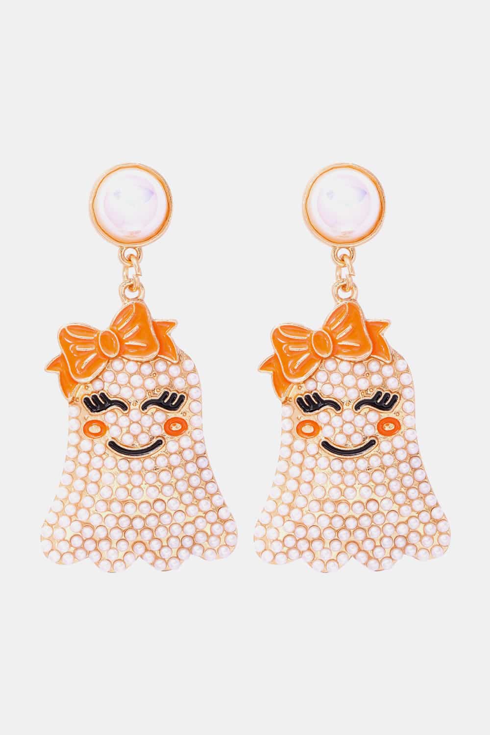 Smiling Ghost Shape Synthetic Pearl Earrings - Kawaii Stop - Charming Earrings, Dangle Earrings, Delightful Design, Dress with a Smile, Exquisite Jewelry, Ghost Shape, J.J.S.P, Joyful Fashion, Modern Style, Must-Have Accessories, Playful Accessories, Ship From Overseas, Shipping Delay 09/29/2023 - 10/04/2023, Spread Positivity, Statement Earrings, Stylish Accessories, Synthetic Pearl Jewelry, Unique Style, Whimsical Fashion, Zinc Alloy