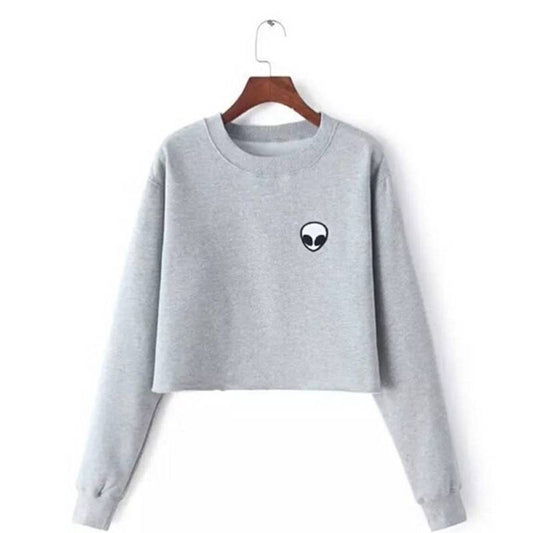 Alien Fleece Crop Top Sweater - Kawaii Stop - Kawaii Shop