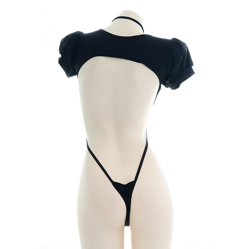 One-piece Swimsuit Costume - Kawaii Stop - Adult Games, Anime, Black, Bodysuit, Clothing, Cosplay, Costume, Cross, Intimates, One Piece, One Piece Swimsuits, Party, Pool, Puff Sleeve, Sets, Sexy Lingerie, Sexy Products, Straps, Student, Swimsuit, Swimsuits, Swimwear, Uniform, Women's, Women's Clothing &amp; Accessories
