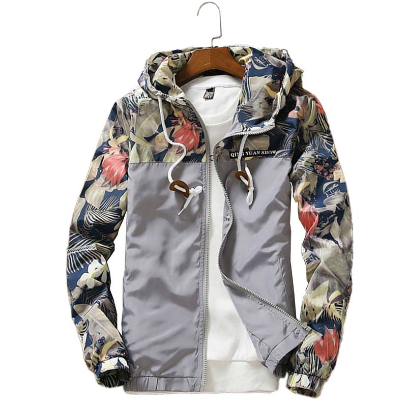 Autumn Floral Hooded Jacket - Kawaii Stop - Down Jackets, Fashion, Men's Clothing &amp; Accessories, Men's Jackets, Men's Jackets &amp; Coats, Windbreaker