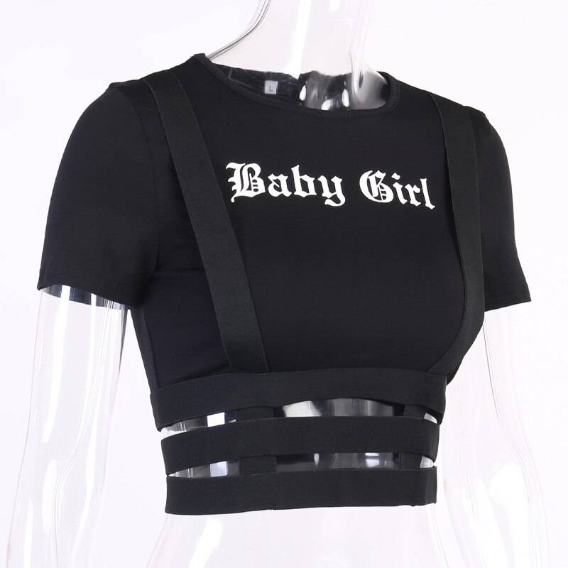 Baby Girl Crop Top - Kawaii Stop - Adorable, Basic, Black, Blouses &amp; Shirts, Bodycon, Broadcloth, chic, Cotton, Crop Top, Cute, Fashion, Goth, Harajuku, Hollow Out, Japanese, Kawaii, Korean, Letter, O-Neck, Patchwork, Print, Punk, Sexy, Short Sleeve, Street Fashion, Streetwear, Summer, T Shirt, T-Shirts, Tees, Top, Tops, Tops &amp; Tees, Women, Women's Clothing &amp; Accessories