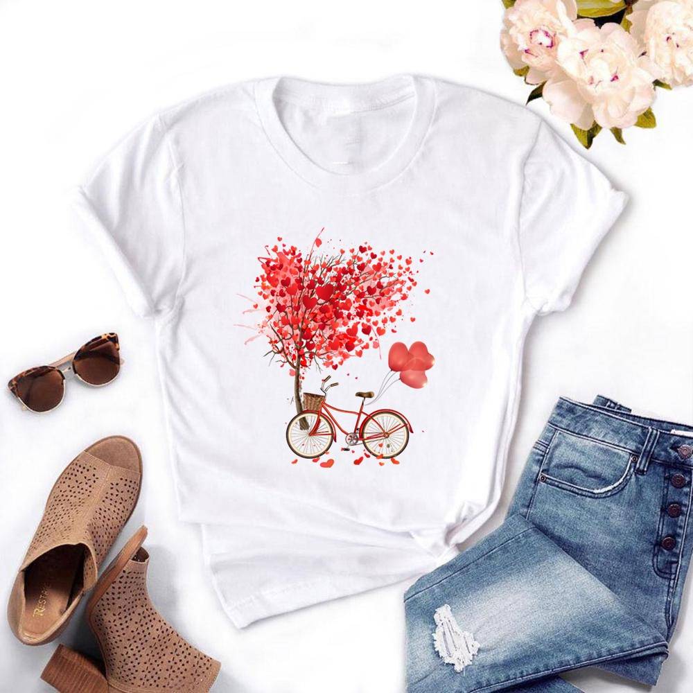 Kawaii Graphic Design T-Shirts - Kawaii Stop - Bicycle, Cute, Fashion, Harajuku, Kawaii, O-Neck, Polyester, Printed, T Shirt, T-Shirts, Tops &amp; Tees, Women, Women's Clothing &amp; Accessories