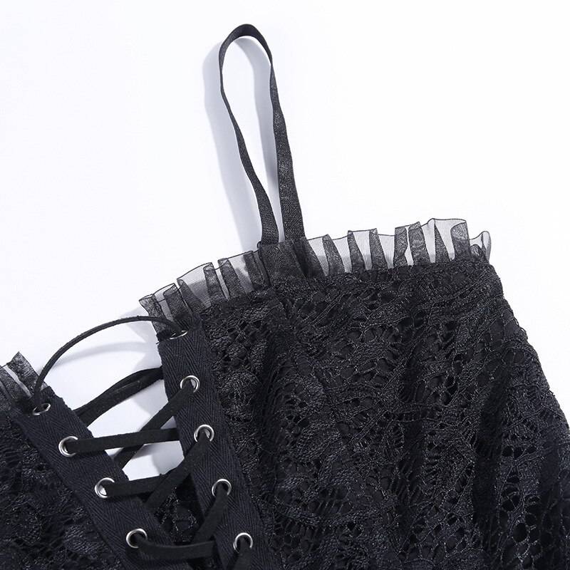 Black Gothic Lolita Dress - Kawaii Stop - All Dresses, Black, Dress, Dresses, Goth, Gothic, Harajuku, Hollow Out, Lolita, Lolita Dresses, Mini Dress, Short Sleeve, Skinny, Spring, Summer, Women, Women's Clothing &amp; Accessories