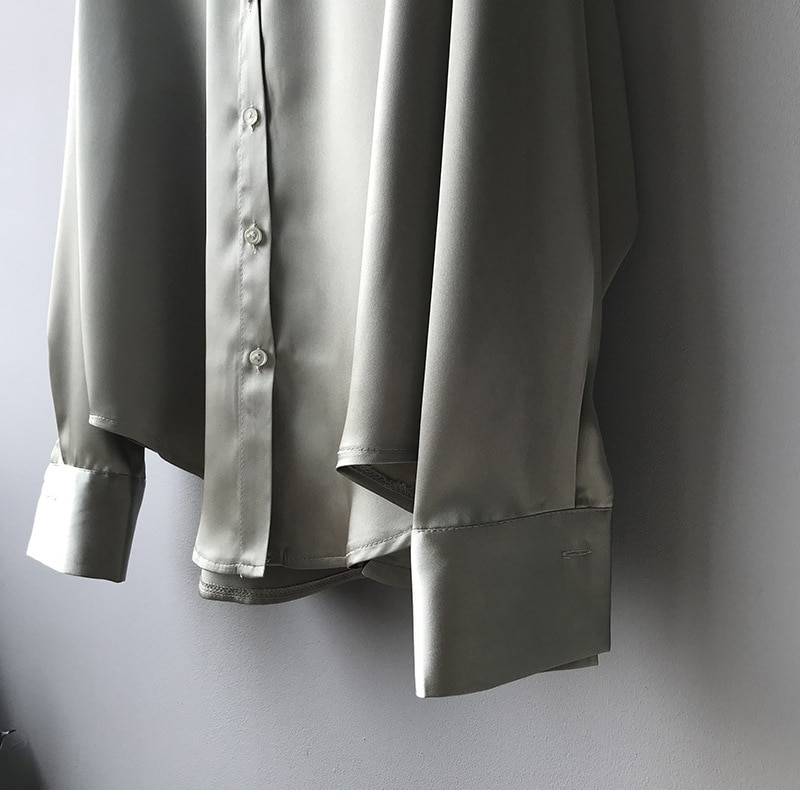 Elegant Silk Shirt - Kawaii Stop - Blouse, Blouses &amp; Shirts, Button Up, Cute, Elegant, Kawaii, Korean, Office, Polyester, Shirt, Silk, Single-Breasted, Tops &amp; Tees, Turn-Down Collar, Women's Clothing &amp; Accessories