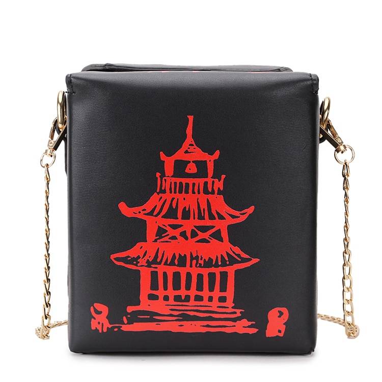 Chinese Takeout Box Chain Bag - Kawaii Stop - Bag, Crossbody Bags, Cute, Fashion, Harajuku, Hasp, Japanese, Kawaii, Korean, Metal, PU Leather, Women Bags &amp; Wallets