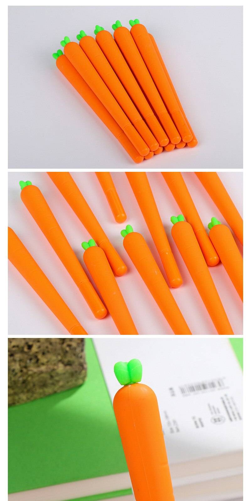 Cute Carrot Shape Gel Pens - Kawaii Stop - Carrot, Cute, Gel Pen, Gift, Kawaii, Kids, Lifelike, Office, Pen, Pens &amp; Pencils, School, Signing, Silicone, Stationary &amp; More, Stationery, Student, Supply, Writing