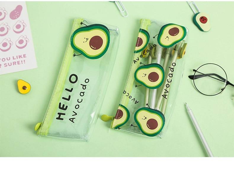Cute Kawaii Avocado Pencil Case - Kawaii Stop - 1 Pc, Avocado, Bag, Box, Case, Pen/Pencil Cases, Pencil, Pencil Case, School, Stationary &amp; More, Stationery, Supplies