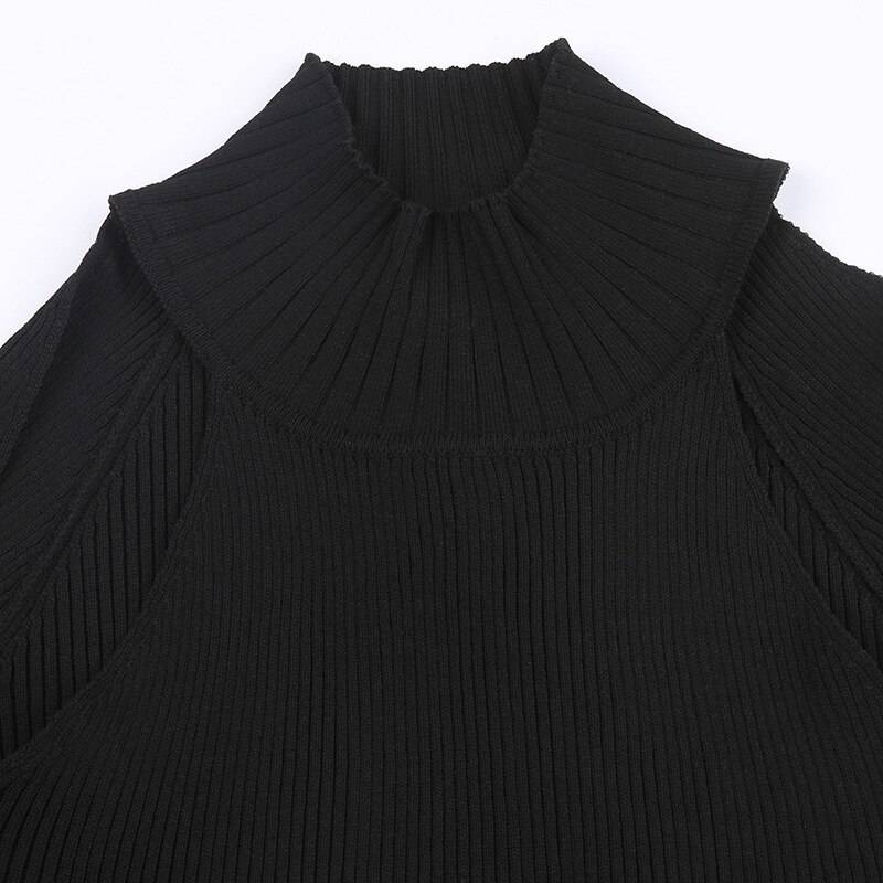 Dark Techwear Cut Out Tee - Kawaii Stop - Basic, Casual, Crop, Crop Tops, Cut Out, Cyber, Dark, Goth, Gothic, Grunge, Knitted, Punk, Ribbed, T Shirt, T-Shirts, Techwear, Tops, Tops &amp; Tees, Tops6971, Turtleneck, Women, Women's Clothing &amp; Accessories, Y2k