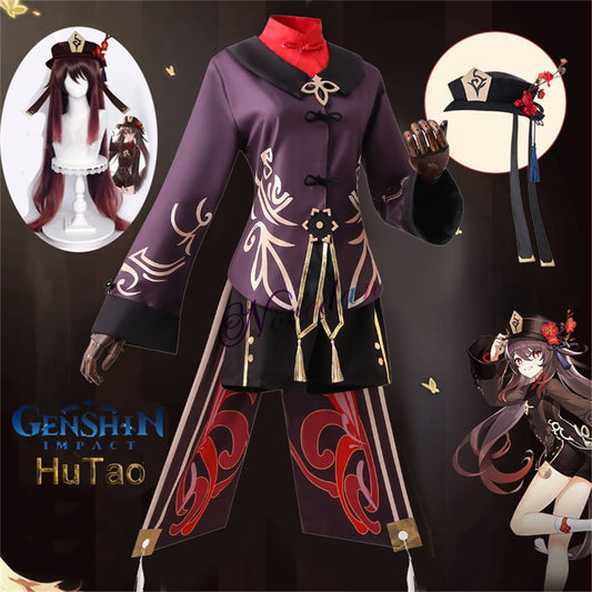 Genshin Impact Hutao Cosplay Costume - Kawaii Stop - Anime, Chinese Style, Cosplay, Cosplay Costume, For Women, Game, Genshin Impact, Halloween Costumes, Hu Tao, Hutao, Uniform, Wig