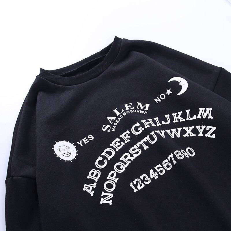 Gothic Ouija Board Sweater - Kawaii Stop - Adorable, Autumn, Black, Broadcloth, chic, Cute, Fashion, Goth, Gothic, Grunge, Harajuku, Hoodie, Hoodies, Hoodies &amp; Sweatshirts, Japanese, Kawaii, Korean, Letter, Long Sleeve, Loose, Men's Clothing &amp; Accessories, Men's Sweaters &amp; Hoodies, Men's Tops &amp; Tees, Ouija, Ouija Board, Oversized, Patchwork, Polyester, Print, Pullovers, Punk, Spring, Street Fashion, Streetwear, Tops &amp; Tees, Women, Women's Clothing &amp; Accessories