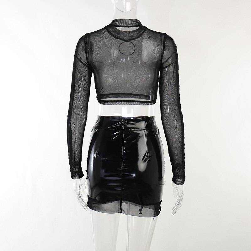 Grunge Outfit - Kawaii Stop - Bodycon, Bondage, Bottoms, Bottoms6972, Camis &amp; Tops, Chain, Crop Tops, Dark, Faux, Goth, Gothic, Grunge, Halter, Mall, Mesh, PU, Sexy, Skirt, Skirts, Splice, Suits, T-Shirts, Techwear, Tops &amp; Tees, Tops6971, Women, Women's Clothing &amp; Accessories