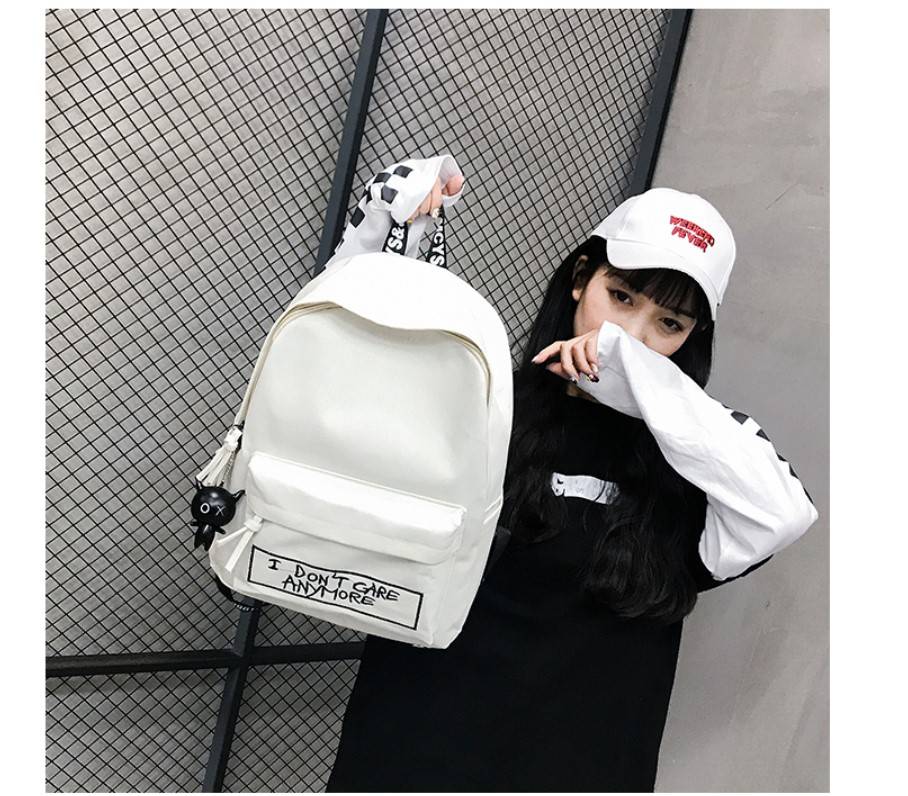 Harajuku Backpack - I Don't Care - Kawaii Stop - Backpacks, Canvas, Casual, Cute, Fashion, Harajuku, Japanese, Kawaii, Korean, Polyester, Solid, Women Bags &amp; Wallets, Zipper