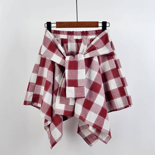 Irregular Plaid Mini Skirt - Kawaii Stop - Bottoms, Casual Elegance, Chic Look, Classic Style, Comfortable Wear, Cotton Polyester, Fashionable Women's Clothing, Mini Skirt, Plaid Skirt, Skirts, Statement Accessories, Stylish Skirt, Trendy Outfit, Women's Clothing &amp; Accessories, Women's Fashion