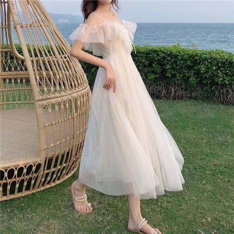 Japanese Fairy Party Dress - Kawaii Stop - All Dresses, Dress, Dresses, Elegant, Fairy, Fashion, Japanese, Kawaii, Lace Up, Lolita Dresses, Mesh, Party, Ruffle, Sexy, Short Sleeve, Summer, Sweet, V-Neck, White, Women, Women's Clothing &amp; Accessories