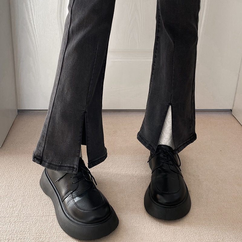 Vintage Black Denim Flare Pants - Kawaii Stop - Black Denim, Bottoms, Flare Pants, Harajuku Pants, High Waist, Jeans, Jeans for Women, Slim Mom, Streetwear, Trouser, Vintage, Women's Clothing &amp; Accessories