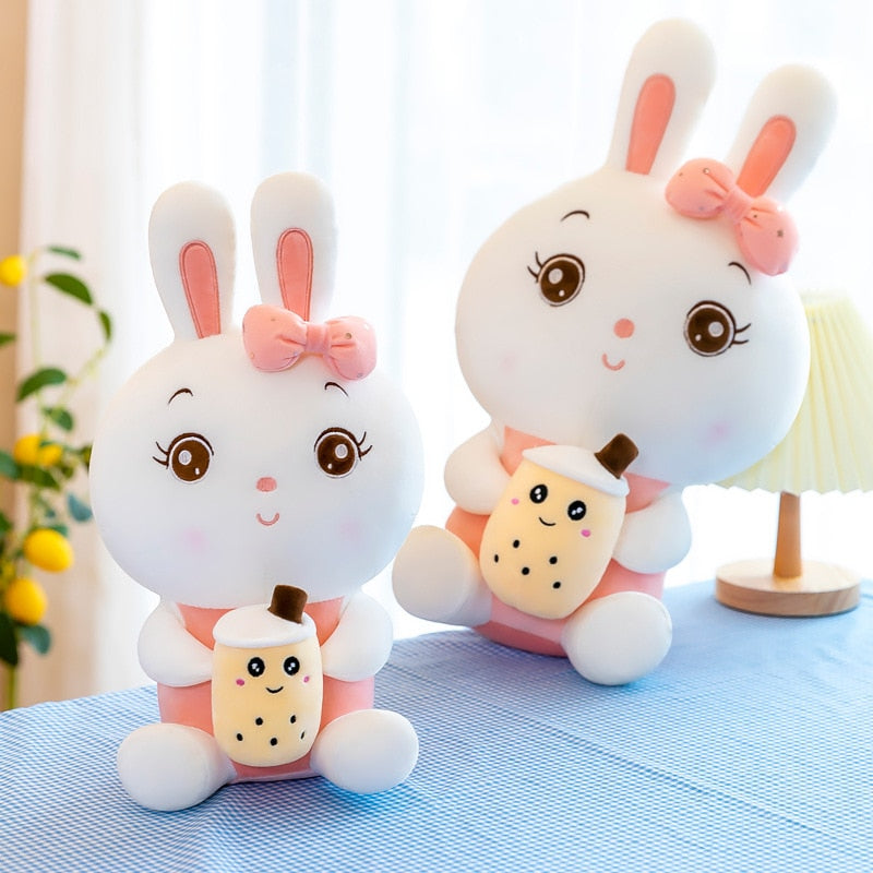 Boba Bunny Plush - Kawaii Stop - Birthday, Boba, Bunny, Cuddly, Doll, Gift, Girl, Home Decor, Kawaii, Kid Sleeping, Milk Tea, Plush Toy, Plushies, Rabbit, Soft, Stuffed Animals, Toys