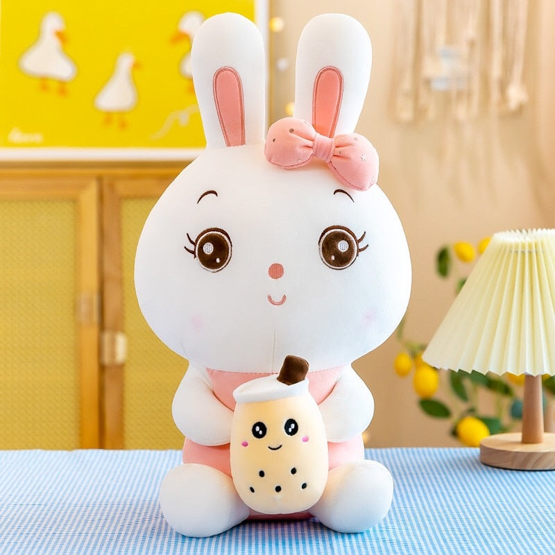 Boba Bunny Plush - Kawaii Stop - Birthday, Boba, Bunny, Cuddly, Doll, Gift, Girl, Home Decor, Kawaii, Kid Sleeping, Milk Tea, Plush Toy, Plushies, Rabbit, Soft, Stuffed Animals, Toys