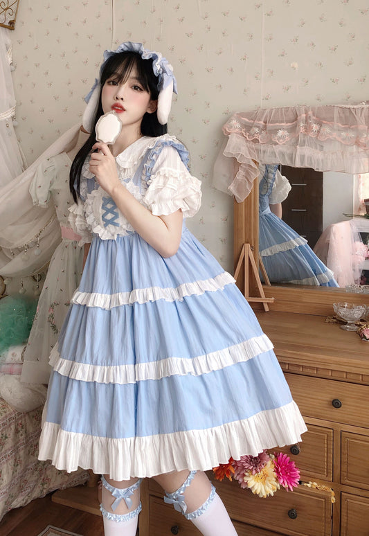 Summer Tea Party Princess Lolita - Kawaii Stop - All Dresses, Cosplay, Costumes, Dress, Girl, Japanese, Jsk Dress, Kawaii, Lolita, Lolita Dresses, Princess, Sling, Soft, Solid Color, Summer, Sweet, Tea Party, Women's Clothing &amp; Accessories