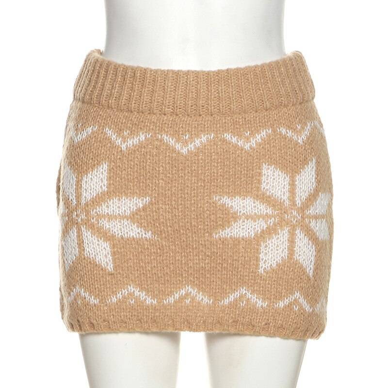 Knitted Winter Outfit - Kawaii Stop - Bottoms, Camis &amp; Tops, Cardigan, Cardigans, Cor-ord, Crop, Dark, Goth, Knitted, Low-Rise, Set, Sexy, Skinny, Skirt, Skirts, Suits, Sweaters, Tops &amp; Tees, Turtleneck, Winter, Women, Women's Clothing &amp; Accessories, Y2k, Zip-Up