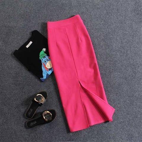 Korean Slim Stretch Pencil Skirts - Kawaii Stop - Bag, Bottoms, Casual, Hip, Knee-Length, Ladies, New, Polyester, Skirt, Skirts, Slim, Solid, Stretch, Summer, Temperament, Women's, Women's Clothing &amp; Accessories