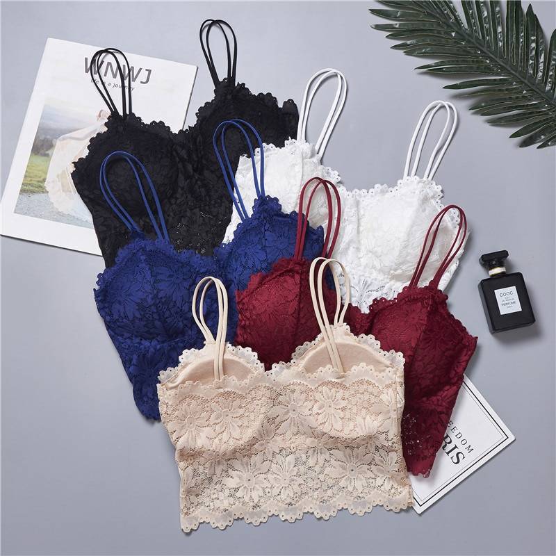 Lace V Neck Bralette - Kawaii Stop - Bralette, Bras, Cotton, Floral, Intimates, Lace, Non-Adjusted Straps, Nylon, Sexy, V-Neck, Wire Free, Wireless, Women's Clothing &amp; Accessories