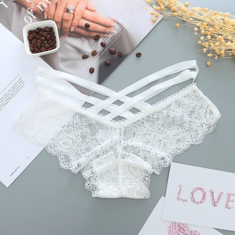 Low-Rise Panties With Cross Straps - Kawaii Stop - Cross, G-String, Intimates, Lace, Low-Rise, Nylon, Panties, Sexy Lingerie, Sexy Products, Spandex, Straps, Women's, Women's Clothing &amp; Accessories