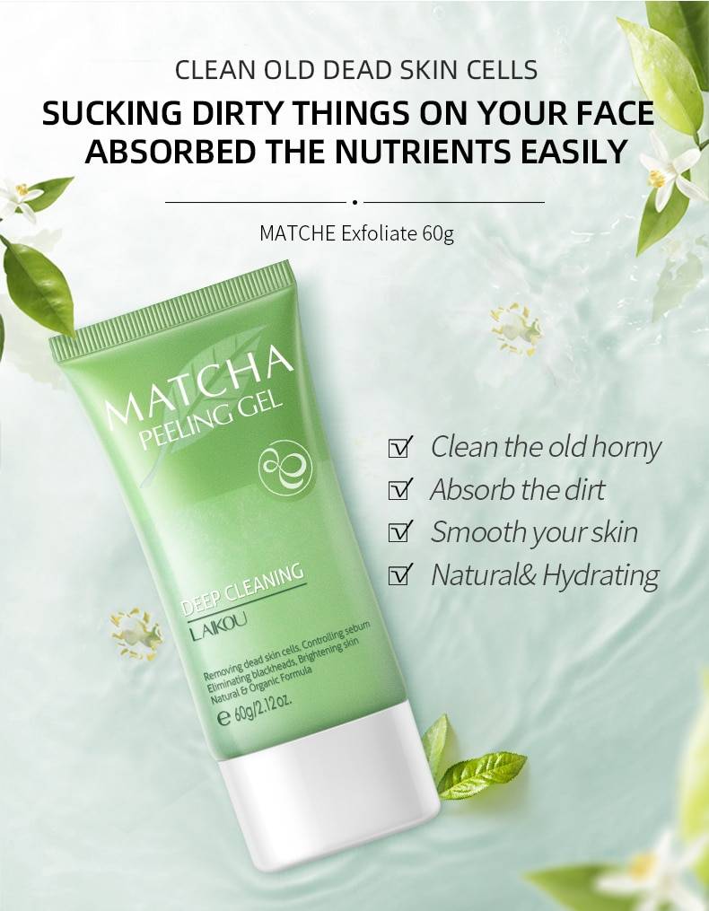 Matcha Exfoliating Peeling Gel - Kawaii Stop - 60 g Facial Cream, Beauty, Beauty &amp; Health, Cream, Exfoliating, Face Mask, Gel, Health, Matcha, Peeling Gel, Plant Essence, Skin Care, Unisex