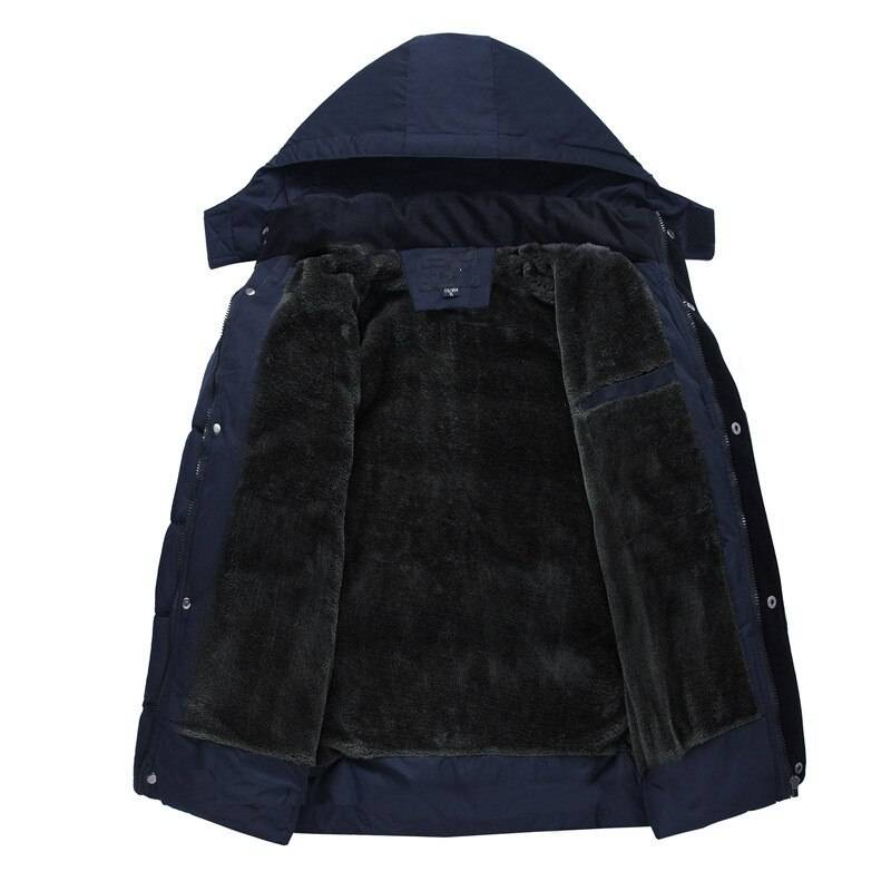 Men's Down Jacket with Hood - Kawaii Stop - Cotton-Polyester Blend, Down Jackets, Hooded Design, Men's Clothing &amp; Accessories, Men's Down Jacket, Men's Jackets, Men's Jackets &amp; Coats, Solid Pattern, Winter Fashion