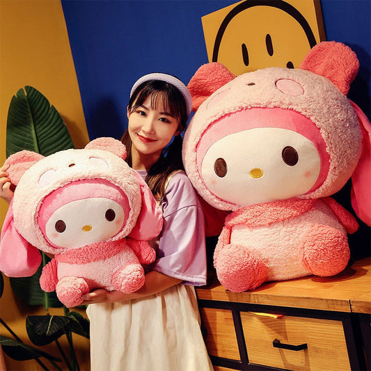 Oversized Sanrio Mymelody Panda Plushie - Kawaii Stop - Doll, Gift, Hellokitty, Kawaii, Kuromi, Mymelody, Oversized, Plush, Plush Toy, Plushie, Plushies, Sanrio, Stuffed, Throw Pillow, Toys, Transform Into A Panda