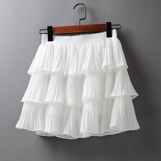 Pleated Summer Skirt - Kawaii Stop - Black, Bottoms, Chiffon, Cute, Kawaii, Korean, Mini, Navy Blue, Pleated, Polyester, Skirt, Skirts, Summer, White, Women's Clothing &amp; Accessories, Yellow