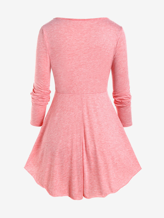 Heart Ring Layered Long Sleeves Dress - Kawaii Stop - All Dresses, Autumn, Blouse, Dresses, Heart, Layered, Long, Neck, Ring, S-4XL, Scoop, Sleeves, Solid, T Shirt, Tees, Tops, Tunic, Women, Women's Clothing &amp; Accessories