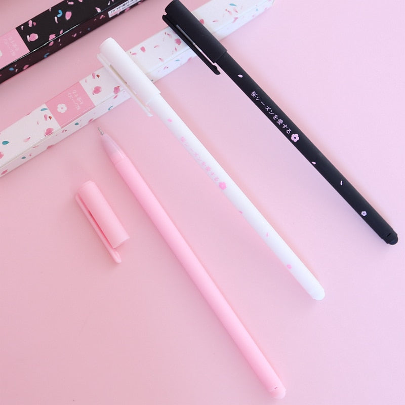Romantic Sakura Gel Pen - Kawaii Stop - 0.38mm, Black Ink, Gel, Office, Pen, Pens &amp; Pencils, Rollerball, Romantic, Sakura, School, Signing, Stationary &amp; More, Stationery, Student, Supply