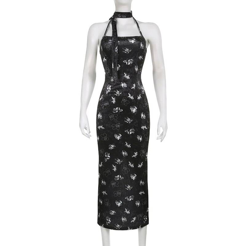 Sexy Goth Sling Mini Dress - Kawaii Stop - All Dresses, Alt, Backless, Dark, Dresses, Elegant, Evening, Goth, Gothic, Grunge, Mall, Midi Dress, Outfit, Party, Sexy, Skinny, Sling, Velvet, Vintage, Women, Women's Clothing &amp; Accessories