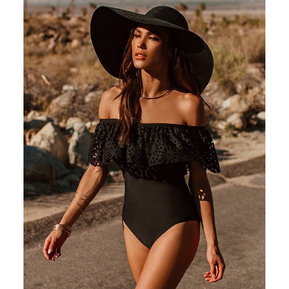 Sexy Off The Shoulder Swimsuit - Kawaii Stop - Autumn, Cute, Monokini, Off Shoulder, One Piece, One Piece Swimsuits, Sexy, Solid, Spandex, Spring, Summer, Swimsuit, Swimsuits, Women's Clothing &amp; Accessories